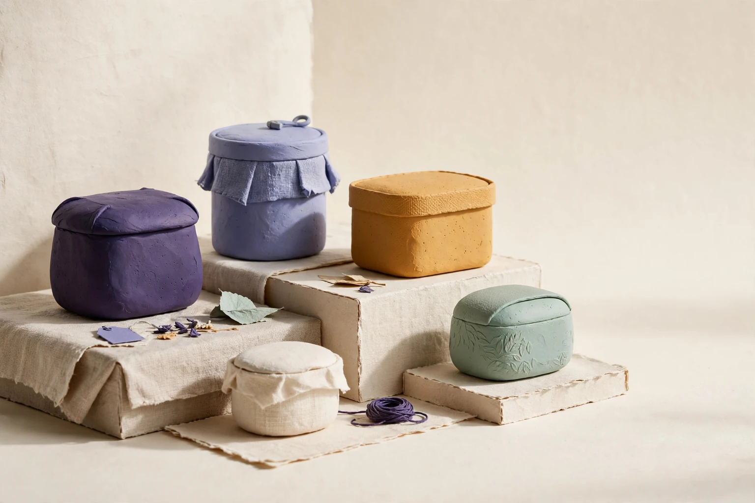 Different storage containers on staggered platforms