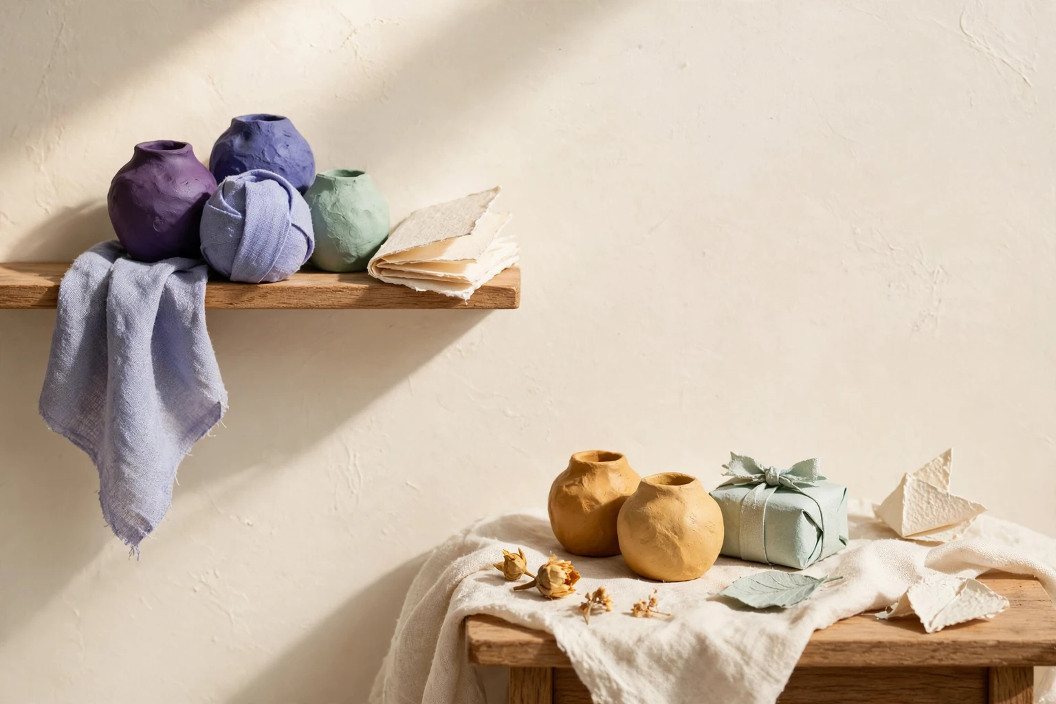 A room shelf with one group in place and another waiting nearby